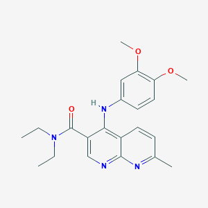molecular formula C22H26N4O3 B2452211 4-[(3,4-dimethoxyphenyl)amino]-N,N-diethyl-7-methyl-1,8-naphthyridine-3-carboxamide CAS No. 1251702-95-0