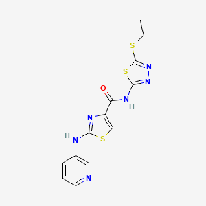 molecular formula C13H12N6OS3 B2452241 N-(5-(ethylthio)-1,3,4-thiadiazol-2-yl)-2-(pyridin-3-ylamino)thiazole-4-carboxamide CAS No. 1286714-93-9