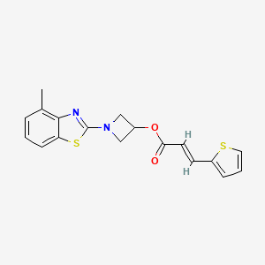molecular formula C18H16N2O2S2 B2452244 (E)-1-(4-methylbenzo[d]thiazol-2-yl)azetidin-3-yl 3-(thiophen-2-yl)acrylate CAS No. 1396891-47-6