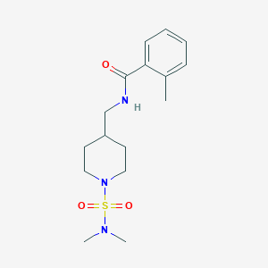 molecular formula C16H25N3O3S B2452246 N-((1-(N,N-dimethylsulfamoyl)piperidin-4-yl)methyl)-2-methylbenzamide CAS No. 2034374-99-5