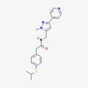 molecular formula C21H24N4OS B2452270 N-{[1-methyl-3-(pyridin-4-yl)-1H-pyrazol-5-yl]methyl}-2-[4-(propan-2-ylsulfanyl)phenyl]acetamide CAS No. 2309312-86-3
