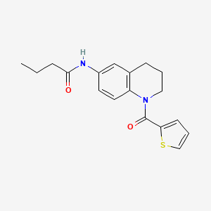 molecular formula C18H20N2O2S B2452289 N-(1-(thiophene-2-carbonyl)-1,2,3,4-tetrahydroquinolin-6-yl)butyramide CAS No. 899983-23-4