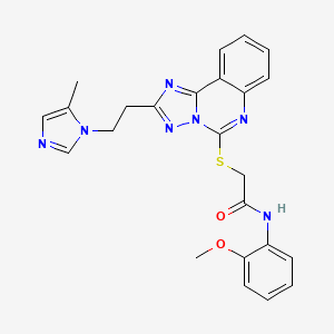 molecular formula C24H23N7O2S B2452331 N-(2-methoxyphenyl)-2-({2-[2-(5-methyl-1H-imidazol-1-yl)ethyl]-[1,2,4]triazolo[1,5-c]quinazolin-5-yl}sulfanyl)acetamide CAS No. 896798-42-8