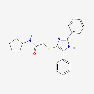 molecular formula C22H23N3OS B2452336 N-cyclopentyl-2-[(2,5-diphenyl-1H-imidazol-4-yl)sulfanyl]acetamide CAS No. 950273-03-7