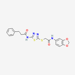 N-(5-((2-(benzo[d][1,3]dioxol-5-ylamino)-2-oxoethyl)thio)-1,3,4-thiadiazol-2-yl)-3-phenylpropanamide