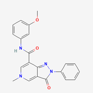 molecular formula C21H18N4O3 B2452348 N-(3-methoxyphenyl)-5-methyl-3-oxo-2-phenyl-2H,3H,5H-pyrazolo[4,3-c]pyridine-7-carboxamide CAS No. 921507-62-2
