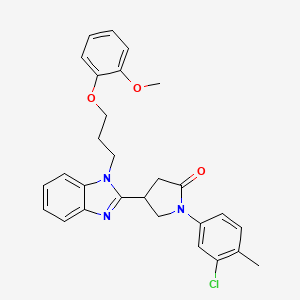 molecular formula C28H28ClN3O3 B2452350 1-(3-chloro-4-methylphenyl)-4-{1-[3-(2-methoxyphenoxy)propyl]-1H-1,3-benzodiazol-2-yl}pyrrolidin-2-one CAS No. 847397-42-6