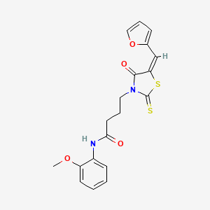 (E)-4-(5-(furan-2-ylmethylene)-4-oxo-2-thioxothiazolidin-3-yl)-N-(2-methoxyphenyl)butanamide