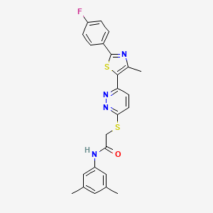 molecular formula C24H21FN4OS2 B2452360 N-(3,5-dimethylphenyl)-2-({6-[2-(4-fluorophenyl)-4-methyl-1,3-thiazol-5-yl]pyridazin-3-yl}sulfanyl)acetamide CAS No. 923679-41-8