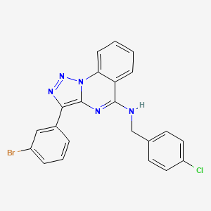 molecular formula C22H15BrClN5 B2452367 3-(3-BROMOPHENYL)-N-[(4-CHLOROPHENYL)METHYL]-[1,2,3]TRIAZOLO[1,5-A]QUINAZOLIN-5-AMINE CAS No. 866870-64-6