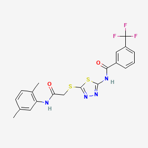 molecular formula C20H17F3N4O2S2 B2452377 N-[5-({[(2,5-dimethylphenyl)carbamoyl]methyl}sulfanyl)-1,3,4-thiadiazol-2-yl]-3-(trifluoromethyl)benzamide CAS No. 392295-17-9