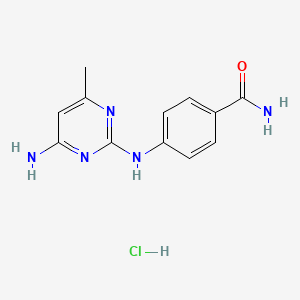 molecular formula C12H14ClN5O B2452380 4-((4-Amino-6-methylpyrimidin-2-yl)amino)benzamide hydrochloride CAS No. 1396806-97-5