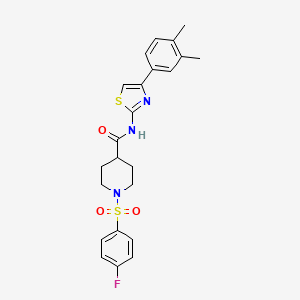 N-(4-(3,4-dimethylphenyl)thiazol-2-yl)-1-((4-fluorophenyl)sulfonyl)piperidine-4-carboxamide