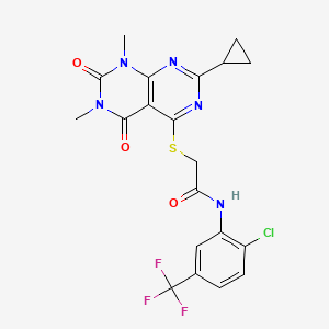N-(2-chloro-5-(trifluoromethyl)phenyl)-2-((2-cyclopropyl-6,8-dimethyl-5,7-dioxo-5,6,7,8-tetrahydropyrimido[4,5-d]pyrimidin-4-yl)thio)acetamide