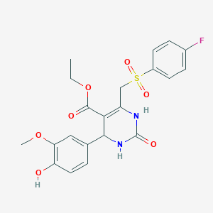 Ethyl 6-(((4-fluorophenyl)sulfonyl)methyl)-4-(4-hydroxy-3-methoxyphenyl)-2-oxo-1,2,3,4-tetrahydropyrimidine-5-carboxylate