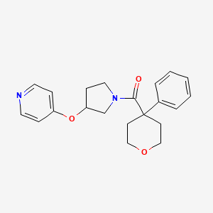 molecular formula C21H24N2O3 B2452417 (4-phenyltetrahydro-2H-pyran-4-yl)(3-(pyridin-4-yloxy)pyrrolidin-1-yl)methanone CAS No. 2034446-67-6