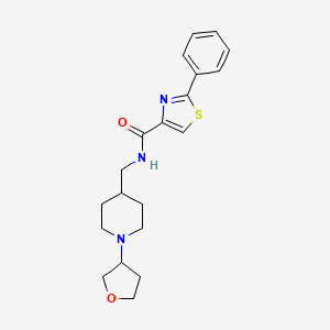 molecular formula C20H25N3O2S B2452430 2-phenyl-N-((1-(tetrahydrofuran-3-yl)piperidin-4-yl)methyl)thiazole-4-carboxamide CAS No. 2034204-33-4