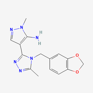 4-[4-(1,3-benzodioxol-5-ylmethyl)-5-methyl-4H-1,2,4-triazol-3-yl]-1-methyl-1H-pyrazol-5-amine