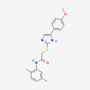 molecular formula C20H21N3O2S B2452448 N-(2,5-dimethylphenyl)-2-((5-(4-methoxyphenyl)-1H-imidazol-2-yl)thio)acetamide CAS No. 942009-46-3