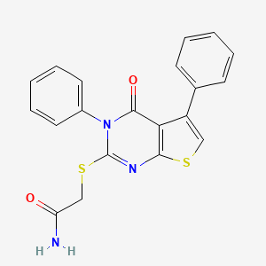 molecular formula C20H15N3O2S2 B2452468 2-({4-oxo-3,5-diphenyl-3H,4H-thieno[2,3-d]pyrimidin-2-yl}sulfanyl)acetamide CAS No. 354795-44-1