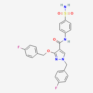 molecular formula C24H20F2N4O4S B2452469 1-(4-fluorobenzyl)-3-((4-fluorobenzyl)oxy)-N-(4-sulfamoylphenyl)-1H-pyrazole-4-carboxamide CAS No. 1014069-44-3