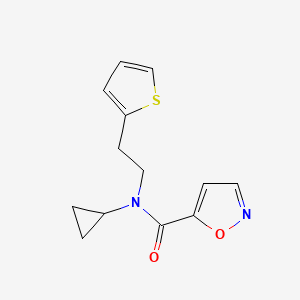 molecular formula C13H14N2O2S B2452470 N-cyclopropyl-N-(2-(thiophen-2-yl)ethyl)isoxazole-5-carboxamide CAS No. 1448129-58-5