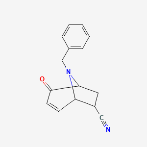 molecular formula C15H14N2O B2452499 8-Benzyl-2-oxo-8-azabicyclo[3.2.1]oct-3-ene-6-carbonitrile CAS No. 863408-70-2