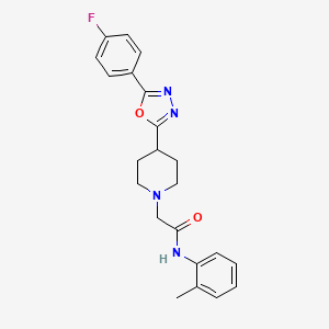 molecular formula C22H23FN4O2 B2452503 2-(4-(5-(4-fluorophenyl)-1,3,4-oxadiazol-2-yl)piperidin-1-yl)-N-(o-tolyl)acetamide CAS No. 1251545-11-5