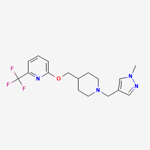 molecular formula C17H21F3N4O B2452506 2-[[1-[(1-Methylpyrazol-4-yl)methyl]piperidin-4-yl]methoxy]-6-(trifluoromethyl)pyridine CAS No. 2380043-36-5