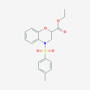 molecular formula C18H19NO5S B2452511 Ethyl 4-tosyl-3,4-dihydro-2H-benzo[b][1,4]oxazine-2-carboxylate CAS No. 35017-54-0