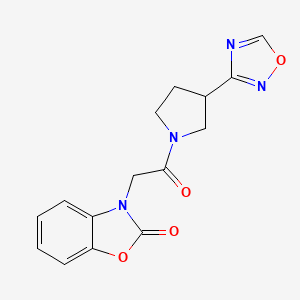 molecular formula C15H14N4O4 B2452515 3-(2-(3-(1,2,4-噁二唑-3-基)吡咯啉-1-基)-2-氧代乙基)苯并[d]噻唑-2(3H)-酮 CAS No. 2034276-54-3