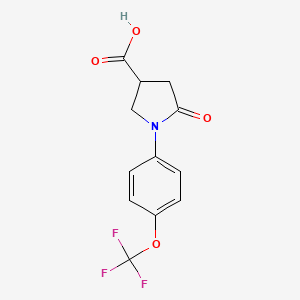 molecular formula C12H10F3NO4 B2452520 5-氧代-1-[4-(三氟甲氧基)苯基]吡咯烷-3-羧酸 CAS No. 874765-55-6