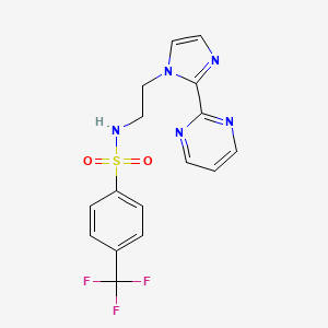 molecular formula C16H14F3N5O2S B2452524 N-(2-(2-(pyrimidin-2-yl)-1H-imidazol-1-yl)ethyl)-4-(trifluoromethyl)benzenesulfonamide CAS No. 1797680-33-1
