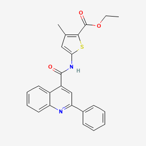 molecular formula C24H20N2O3S B2452540 ethyl 3-methyl-5-(2-phenylquinoline-4-amido)thiophene-2-carboxylate CAS No. 477567-98-9