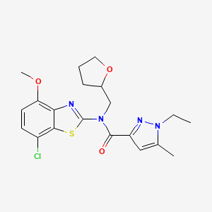 N-(7-chloro-4-methoxybenzo[d]thiazol-2-yl)-1-ethyl-5-methyl-N-((tetrahydrofuran-2-yl)methyl)-1H-pyrazole-3-carboxamide