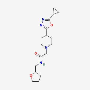 2-(4-(5-cyclopropyl-1,3,4-oxadiazol-2-yl)piperidin-1-yl)-N-((tetrahydrofuran-2-yl)methyl)acetamide