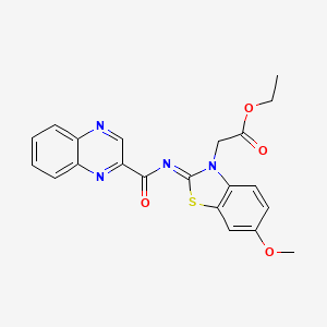 (Z)-ethyl 2-(6-methoxy-2-((quinoxaline-2-carbonyl)imino)benzo[d]thiazol-3(2H)-yl)acetate
