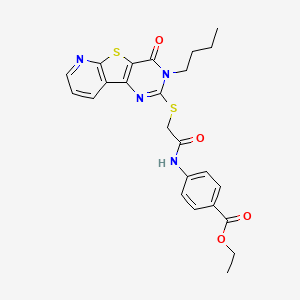 Ethyl 4-(2-((3-butyl-4-oxo-3,4-dihydropyrido[3',2':4,5]thieno[3,2-d]pyrimidin-2-yl)thio)acetamido)benzoate