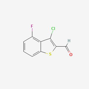 molecular formula C9H4ClFOS B2452571 Benzo[b]thiophene-2-carboxaldehyde, 3-chloro-4-fluoro- CAS No. 894851-60-6