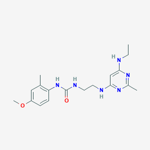 molecular formula C18H26N6O2 B2452577 1-(2-((6-(Ethylamino)-2-methylpyrimidin-4-yl)amino)ethyl)-3-(4-methoxy-2-methylphenyl)urea CAS No. 1203086-64-9