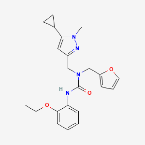 molecular formula C22H26N4O3 B2452593 1-((5-环丙基-1-甲基-1H-吡唑-3-基)甲基)-3-(2-乙氧苯基)-1-(呋喃-2-基甲基)脲 CAS No. 1795089-06-3
