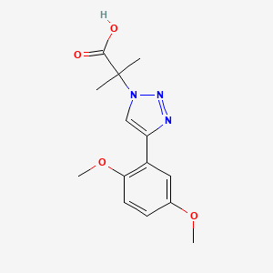 molecular formula C14H17N3O4 B2452605 2-[4-(2,5-Dimethoxyphenyl)triazol-1-yl]-2-methylpropanoic acid CAS No. 2138104-64-8