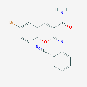(2Z)-6-bromo-2-[(2-cyanophenyl)imino]-2H-chromene-3-carboxamide
