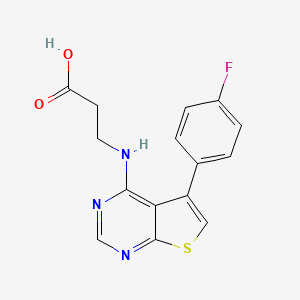 molecular formula C15H12FN3O2S B2452614 3-{[5-(4-Fluorophenyl)thieno[2,3-d]pyrimidin-4-yl]amino}propanoic acid CAS No. 685848-82-2