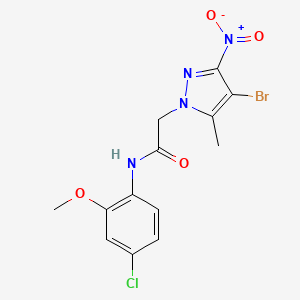 molecular formula C13H12BrClN4O4 B2452616 2-(4-bromo-5-methyl-3-nitro-1H-pyrazol-1-yl)-N-(4-chloro-2-methoxyphenyl)acetamide CAS No. 353455-46-6