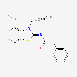 molecular formula C19H16N2O2S B2452644 N-[(2Z)-4-methoxy-3-(prop-2-yn-1-yl)-2,3-dihydro-1,3-benzothiazol-2-ylidene]-2-phenylacetamide CAS No. 868674-89-9