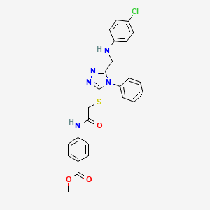 molecular formula C25H22ClN5O3S B2452667 methyl 4-(2-((5-(((4-chlorophenyl)amino)methyl)-4-phenyl-4H-1,2,4-triazol-3-yl)thio)acetamido)benzoate CAS No. 442669-27-4