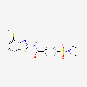 molecular formula C19H19N3O3S3 B2452669 N-(4-(methylthio)benzo[d]thiazol-2-yl)-4-(pyrrolidin-1-ylsulfonyl)benzamide CAS No. 941925-67-3
