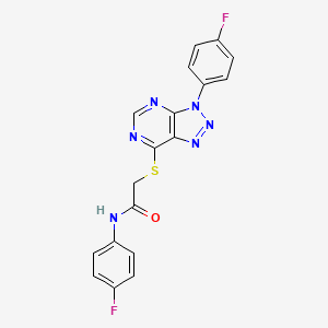 molecular formula C18H12F2N6OS B2452675 N-(4-fluorophenyl)-2-{[3-(4-fluorophenyl)-3H-[1,2,3]triazolo[4,5-d]pyrimidin-7-yl]sulfanyl}acetamide CAS No. 863459-98-7