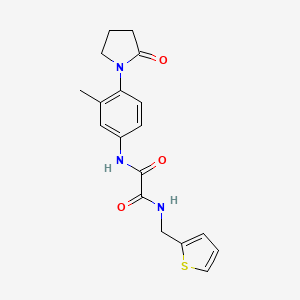 molecular formula C18H19N3O3S B2452703 N1-(3-methyl-4-(2-oxopyrrolidin-1-yl)phenyl)-N2-(thiophen-2-ylmethyl)oxalamide CAS No. 941890-23-9